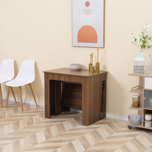 HOMCOM – Table à dîner extensible, table de cuisine extensible pour petits espaces, 6 places pour un maximum, brun clair