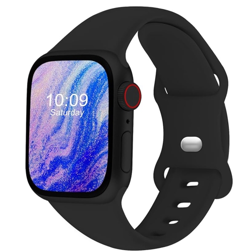 SUPERSHIELD Soft Silicone Replacement Band Strap for Apple Watch Iwatch Series 1 to 7 Se 38MM 40MM 41MM In Black