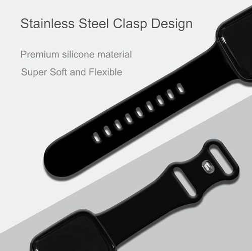 Bracelet en silicone souple de rechange pour Apple Watch Series 1 à 7 se, 40&nbsp;mm 41&nbsp;mm de 38&nbsp;mm - Noir