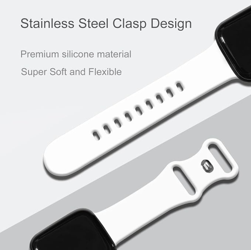 Bracelet en silicone souple de rechange pour Apple Watch Series 1 à 7 se, 40&nbsp;mm 41&nbsp;mm de 38&nbsp;mm - Blanc