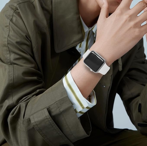 Bracelet en silicone souple de rechange pour Apple Watch Series 1 à 7 se, 40&nbsp;mm 41&nbsp;mm de 38&nbsp;mm - Blanc