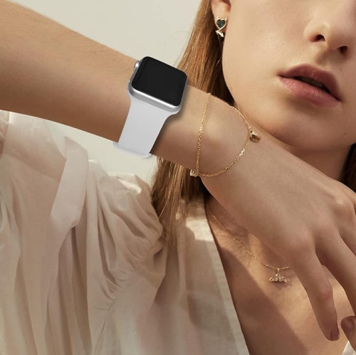 Bracelet en silicone souple de rechange pour Apple Watch Series 1 à 7 se, 40&nbsp;mm 41&nbsp;mm de 38&nbsp;mm - Blanc