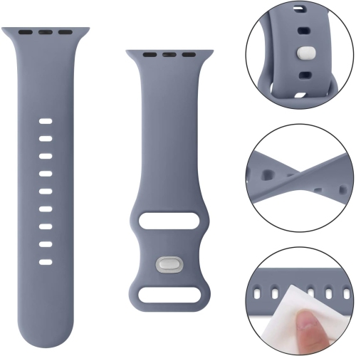 Modern Liquid Silicone Closure iWatch Band Bracelet Strap Loop for Apple Watch Sport Edition Series 1/2/3/4/5/6/7/8/9 42mm,44mm,45mm - Gray