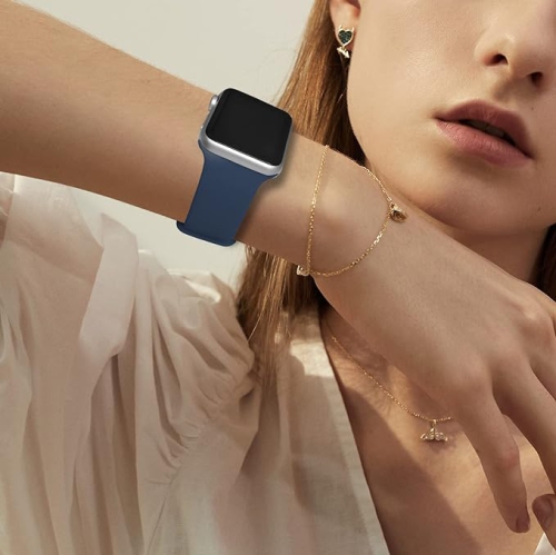 Bracelet iWatch moderne avec fermeture en silicone liquide et bracelet à boucle pour Apple Watch série Sport 1/2/3/4/5/6/7/8/9 42&nbsp;mm,