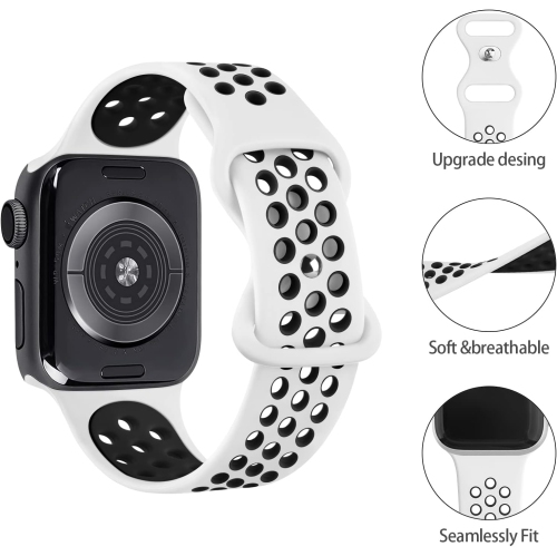 Sport Bands Compatible with for Apple Watch Band 38mm 40mm 41mm Women Men, Soft Silicone Breathable Replacement Straps Compatible with for iWatch SE