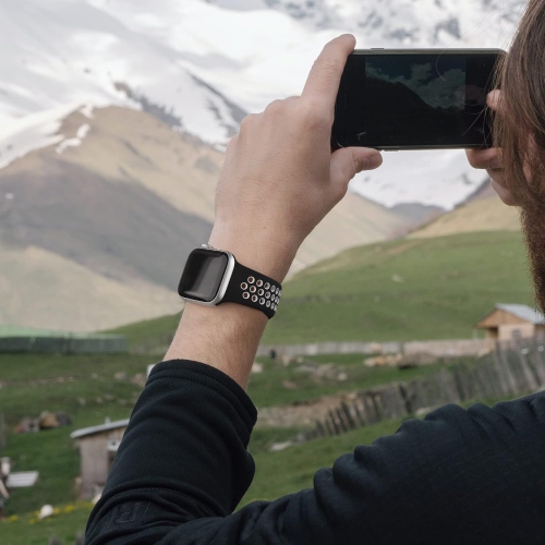 Bracelet iWatch moderne avec fermeture en silicone liquide et bracelet à boucle pour Apple Watch série Sport se 1/2/3/4/5/6/7/8/9 42&nbsp;mm,