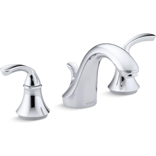 KOHLER Forte Sculpted K-10272-4-cp 2-Handle Widespread Bathroom Faucet with Metal Drain Assembly in Polished Chrome