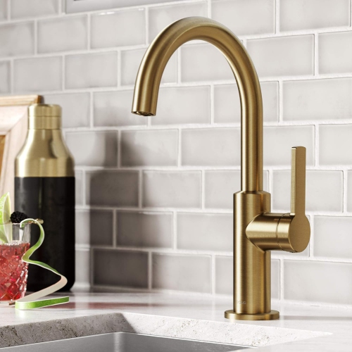 KRAUS  Kpf-2822Bb Oletto Single Handle Kitchen Bar Faucet, 12 Inch, Brushed Brass