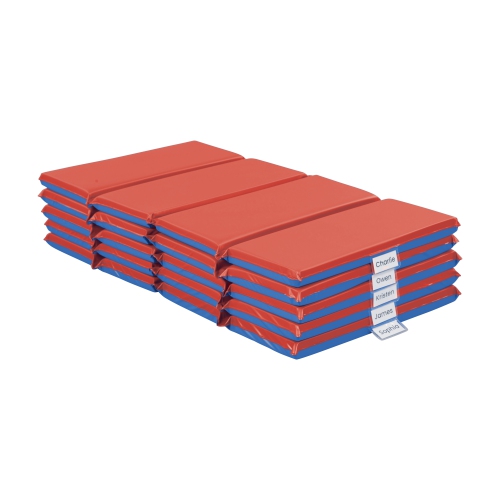 Premium 4-Fold Rest Mat, 2in Thick, 5-Pack - Red/Blue