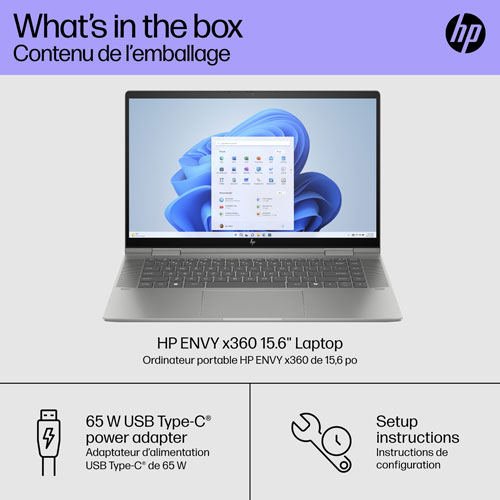 Portable à écran tactile 2-en-1 Envy x360 de 15,6 po de HP - Argenté minéral