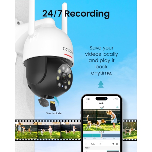 DEKCO 2K HD Outdoor Security Camera with 360 Degree Pan-Tilt Motion Tracking