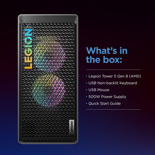 Lenovo Legion Tower 5 Gaming PC - Storm Grey (AMD Ryzen 5 7600/16GB RAM/512GB SSD/RTX 4060/Windows 11)