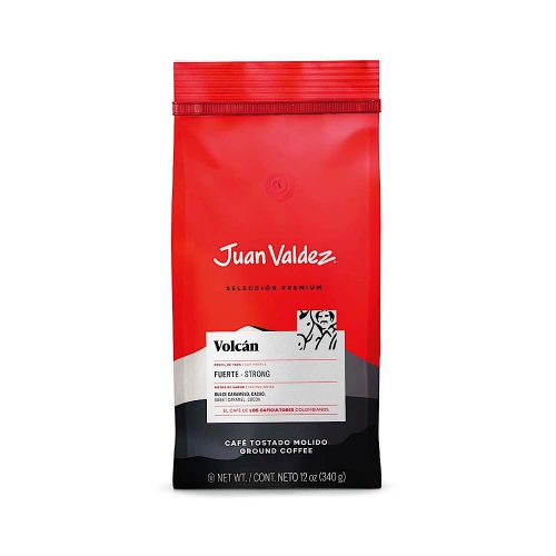 Juan Valdez Volcan Ground Colombian Coffee 12 oz, Premium Line, Strong Coffee with Notes of Sweet caramel, and Dark Chocolate Finish