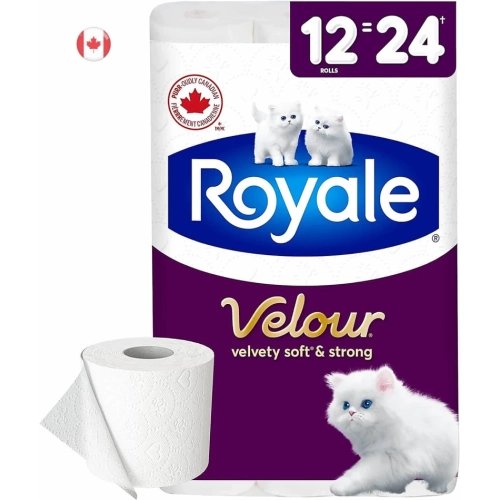 Royale Velour Toilet Paper: 12 Equals 24 Rolls | 142 Bath Tissues per Roll - Soft & Absorbent