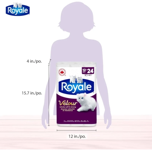 Royale Velour Toilet Paper: 12 Equals 24 Rolls | 142 Bath Tissues per Roll - Soft & Absorbent