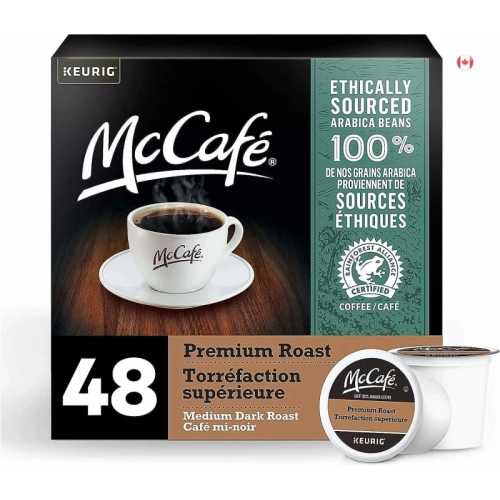 McCafé Premium Medium Dark Roast K-Cup Coffee Pods - 48 Count | Ethically Sourced for Keurig Coffee Makers