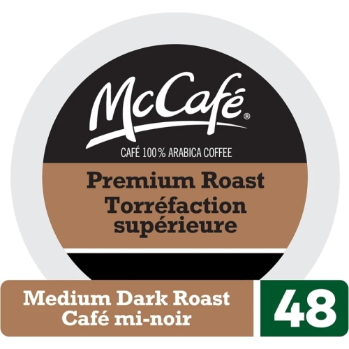 McCafé Premium Medium Dark Roast K-Cup Coffee Pods - 48 Count | Ethically Sourced for Keurig Coffee Makers