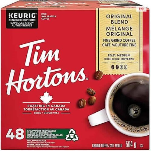 Tim Hortons Original Coffee Blend K-Cup Pods - 48 Count | Medium Roast for Keurig