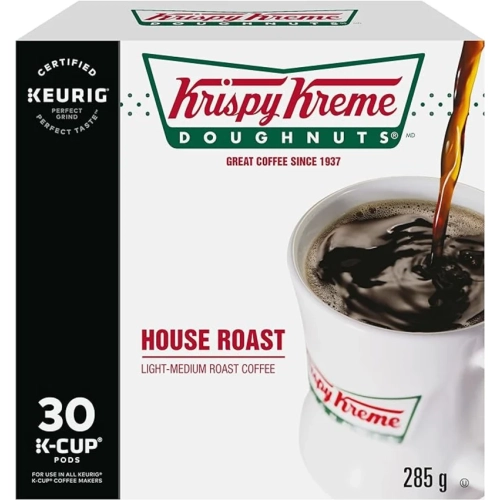 Dosettes K-Cup Krispy Kreme Smooth House - Paquet de 30 | certifiées Keurig pour cafetières Keurig