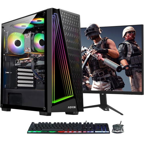 AQVIN  Gaming PC Aq50 Desktop Computer System | 27 Inch Curved Monitor | Intel Core I7 Cpu | Geforce Rtx 3060 12GB HDMI | 32GB Ddr4 Ram | 1Tb SSD