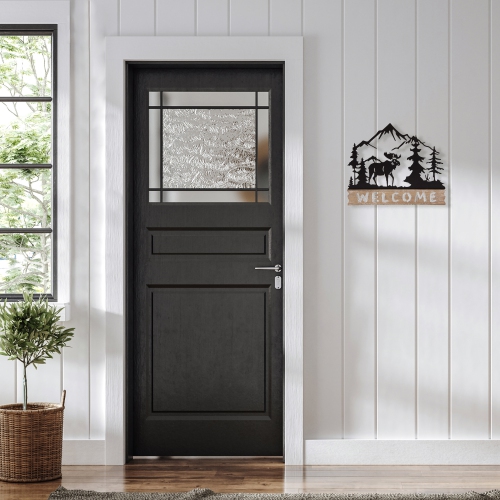 Affiche murale en bois Welcome Moose - 11,75 po - Brun