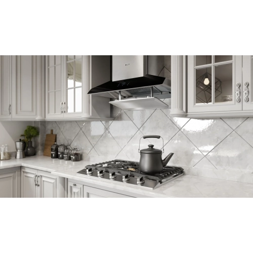 FOTILE EMG9050 36" Wall-Mount Range Hood 1300 CFMs with Touchscreen, 2 Speed-settings and Auto Turbo Mode, Adjustable Capture Shield, Delay Shutoff,