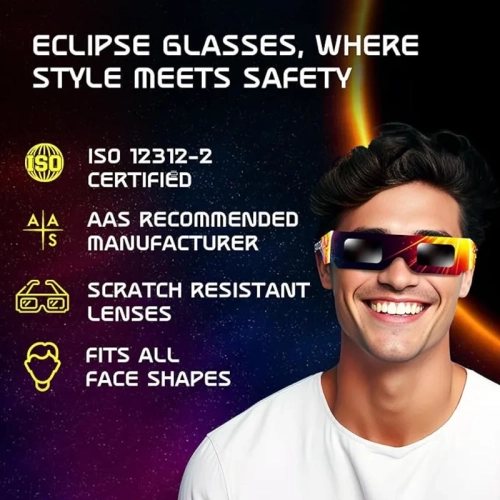 Galaxium Solar Eclipse Glasses 2024 - [6 Pack] AAS Approved for Direct Viewing in Canada | ISO 12312-2 & CE Certified Lunette Eclipse