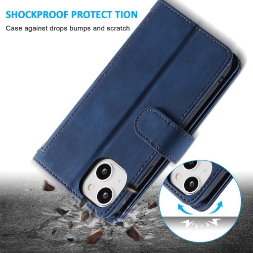 Wallet Case for iPhone 13, Retro Matte 9 Card Holder Slots Zipper Pocket Case PU Leather Magnetic Closure Kickstand with Wrist Strap Folio Flip