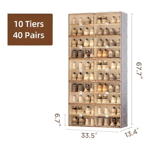 ANTBOX – Organisateur portatif pour chaussures, armoire empilable Sneaker avec porte magnétique, conception repliable, 10 niveaux, 40 paires