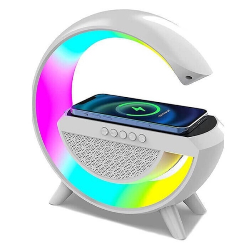 LED Table Lamp Night Light Wireless Bluetooth Stereo Speaker with Wireless Charger Stand for Bedroom Office