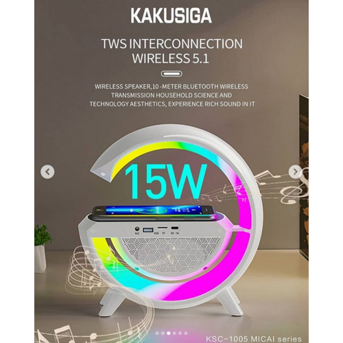 LED Table Lamp Night Light Wireless Bluetooth Stereo Speaker with Wireless Charger Stand for Bedroom Office