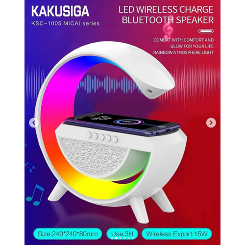 LED Table Lamp Night Light Wireless Bluetooth Stereo Speaker with Wireless Charger Stand for Bedroom Office