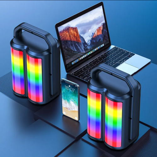 Portable Wireless Bluetooth Stereo Speaker with Colourful LED Light for Travel Indoor Outdoor Party