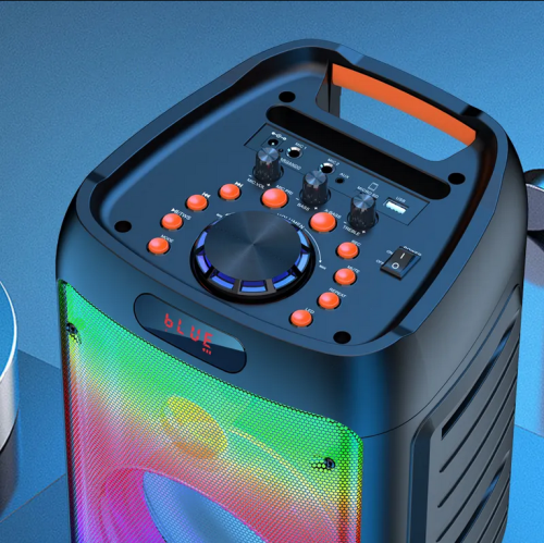 Portable Colourful LED Light Wireless Bluetooth Stereo Speaker with Karaoke Microphone & Remote Control for Travel Indoor Outdoor Party