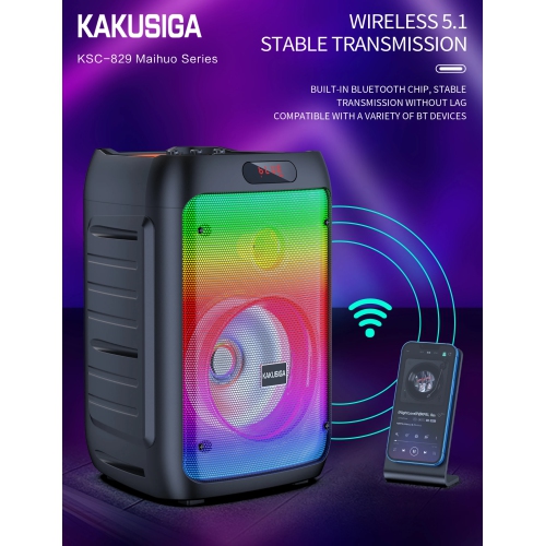 Portable Colourful LED Light Wireless Bluetooth Stereo Speaker with Karaoke Microphone & Remote Control for Travel Indoor Outdoor Party