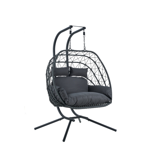 KINGMAN  Outdoor/indoor Double Porch Swing Egg Chair With Stand