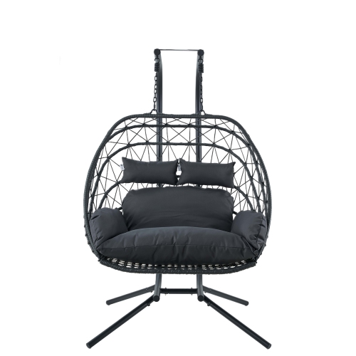 Kingman Outdoor/Indoor Double Porch Swing Egg Chair with Stand