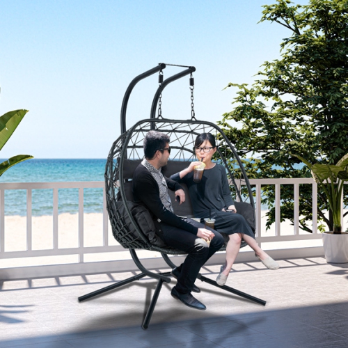 Kingman Outdoor/Indoor Double Porch Swing Egg Chair with Stand