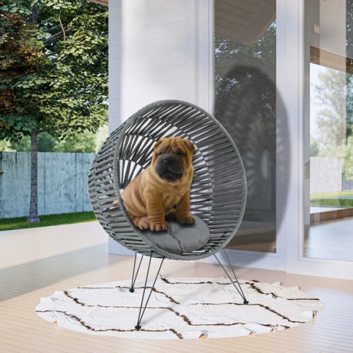 Kingman Handcrafted Pet Chair with Cushion - Grey