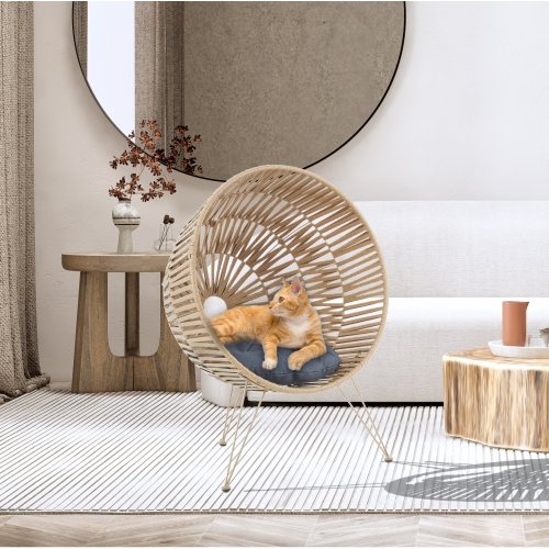 Fauteuil pour animal de compagnie fabriqué à la main avec coussin de Kingman - Jaune