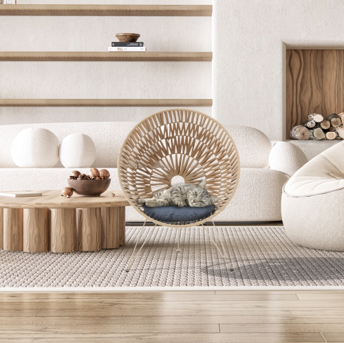 Fauteuil pour animal de compagnie fabriqué à la main avec coussin de Kingman - Jaune