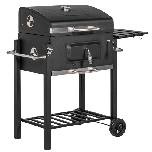 Image 1 de 9.. Chariot pour barbecue portatif Outsunny, barbecue au charbon, accessoires en acier inoxydable pour le camping, pique-nique de randonnée, cour arrière