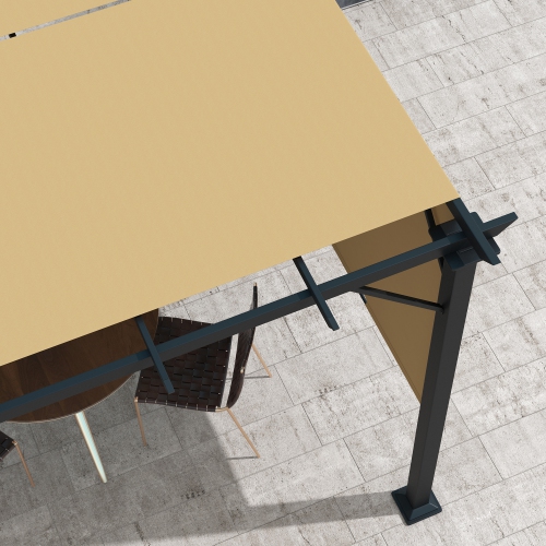 Auvent rétractable pour pergola de 10 x 10 pi, abri de jardin d'extérieur avec auvent et cadre en acier Outsunny, pour cour, jardin, patio, terrasse,