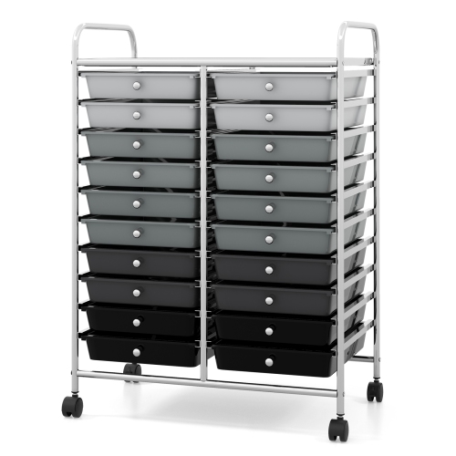 Gymax Office Rolling Cart 20 Storage Drawers Scrapbook Paper Studio Organizer Gray