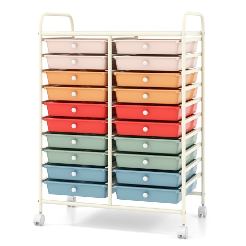 Gymax Office Rolling Cart 20 Storage Drawers Scrapbook Paper Studio Organizer Macaron