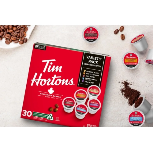 Tim Hortons Variety Pack K-Cup Pods - Original, Dark Roast, Colombian, Bold, French Vanilla - 30 Count