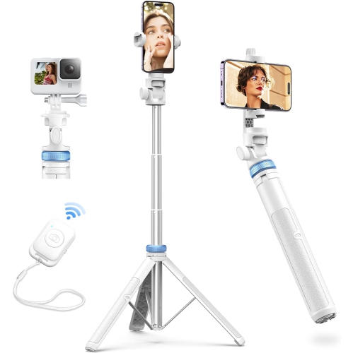 62" iPhone Tripod, Selfie Stick Tripod & Phone Tripod Stand with Remote, Phone Tripod for iPhone, Extendable Tripod Compatible with iPhone 14/13/12 P