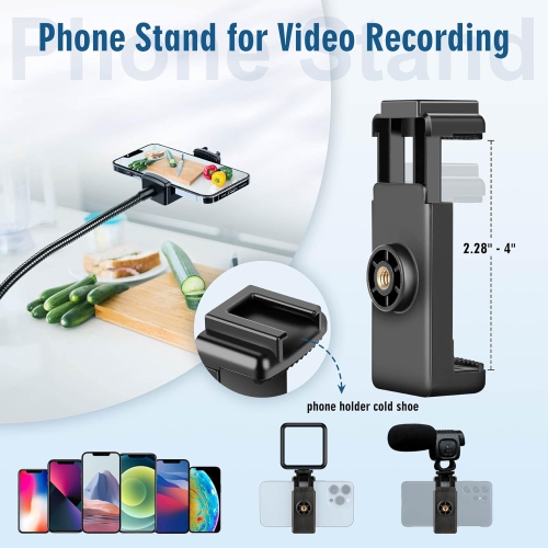 85" Phone Tripod, Selfie Stick Tripod for Video Recording Vlog, Travel Cell Phone Tripod with Gooseneck/Remote/Phone Holder, Compatible with iPhone