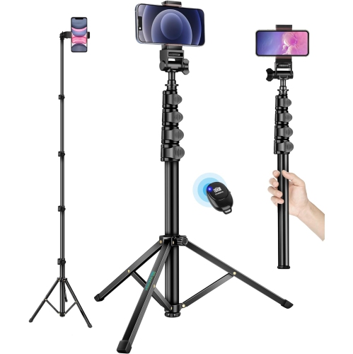 70" Selfie Stick Tripod Stand Cell Phone Tripods , Phone Tripod with Remote Phone Holder Carry Bag, Compatible with iPhone Samsung GoPro Smartphone