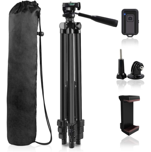 Phone Tripod, 50" Extendable Cell Phone Tripod with Wireless Bluetooth Remote and Universal Phone Holder, Perfect for Video Recording/Selfies/Live